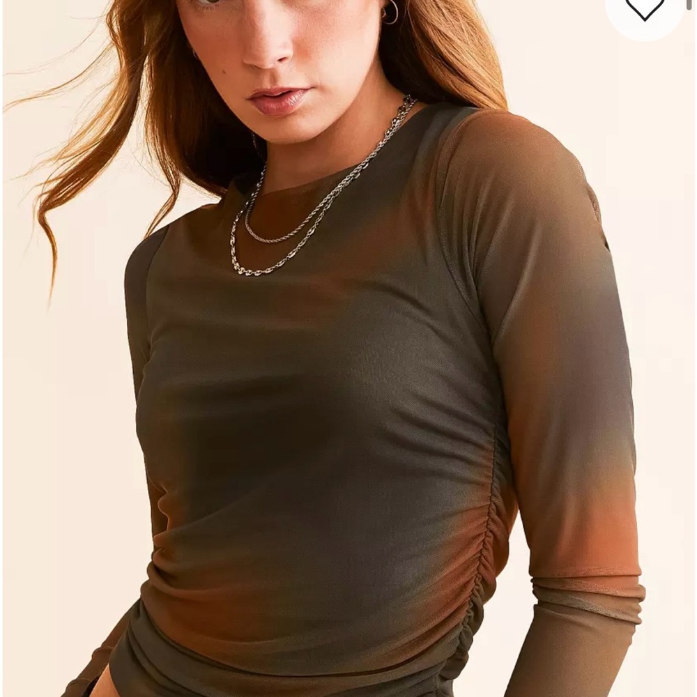Gilded Intent Olive and Rust Long Sleeve Top